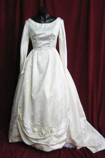 Wedding Dress 1950s Cream Brocade Full Skirt 50s sz. 10