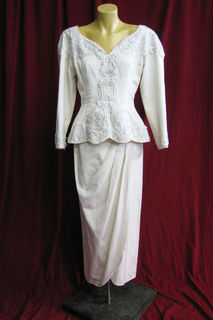 Wedding Suit 1980s Cream Beaded sz.8 45320072