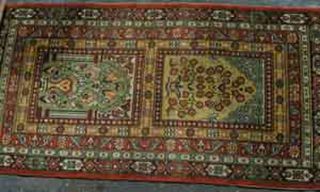 Persian Prayer rug  Gold w/red and green (0.8m x 1.6 m)
