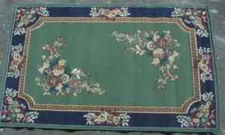 Rug Floral w border  green w/blue and pink (1.2 m x 1.6 m)