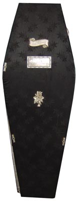 #06 Coffin Black Satin Covered (1.8m x 0.8m x 0.4m approx)