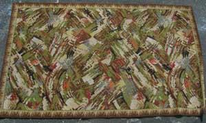 Rug Abstract Green w/cream  brown  red  blue (0.9m x 1.70m)