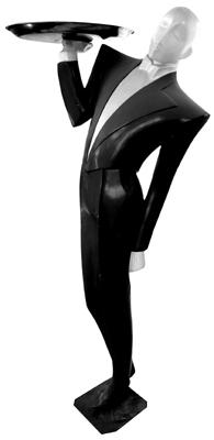 Waiter Black White Art Deco w/ Tray (H: 1.85m x W: 0.7m)