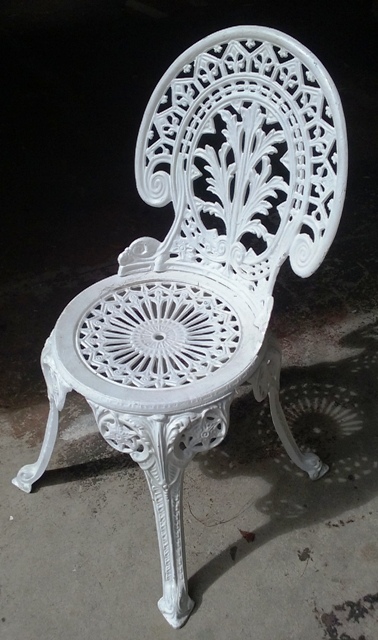 Chair White Wrought Iron Outdoor. 85 cm high. (9 in stock)